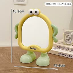 Gương Để Bàn Mini Cute Hình Quái Vật Dễ Thương - Gương Trang Điểm Để Bàn Xoay Góc, Decor Bàn Học, Gương Makeup 3
