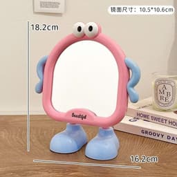 Gương Để Bàn Mini Cute Hình Quái Vật Dễ Thương - Gương Trang Điểm Để Bàn Xoay Góc, Decor Bàn Học, Gương Makeup 2