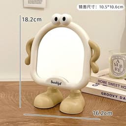 Gương Để Bàn Mini Cute Hình Quái Vật Dễ Thương - Gương Trang Điểm Để Bàn Xoay Góc, Decor Bàn Học, Gương Makeup 4