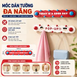 Thanh 7 Móc Dán Tường Đa Năng Chịu Lực Tốt, Không Cần Khoan, Tái Sử Dụng Tiện Lợi 1