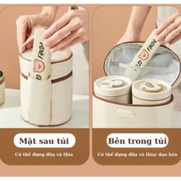 Hộp Đựng Cơm Giữ Nhiệt Kèm Túi 2 Tầng 4 Hộp Cơm Văn Phòng Cách Nhiệt Thép Không Gỉ Tiện Lợi 5