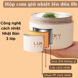 Hộp Đựng Cơm Giữ Nhiệt Kèm Túi 2 Tầng 4 Hộp Cơm Văn Phòng Cách Nhiệt Thép Không Gỉ Tiện Lợi 6