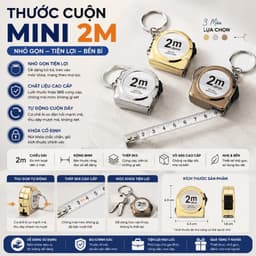 Thước Cuộn Mini 2M Móc Khóa Thép SK5 Đo Chính Xác, Tự Thu Dây, Nhỏ Gọn Tiện Lợi 1