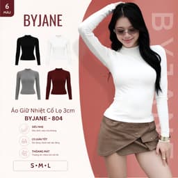 [MÀU MỚI] Áo Thun Nữ Dài Tay Cổ Lọ 3 Phân Co Giãn 4 Chiều Mềm Mịn Ôm Body BYJANE – 804 1