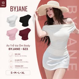 [MÀU MỚI] Áo Thun Nữ Trễ Vai Tay Ngắn Co Giãn Mềm Mịn Tôn Dáng Gợi Cảm BYJANE – 623 1