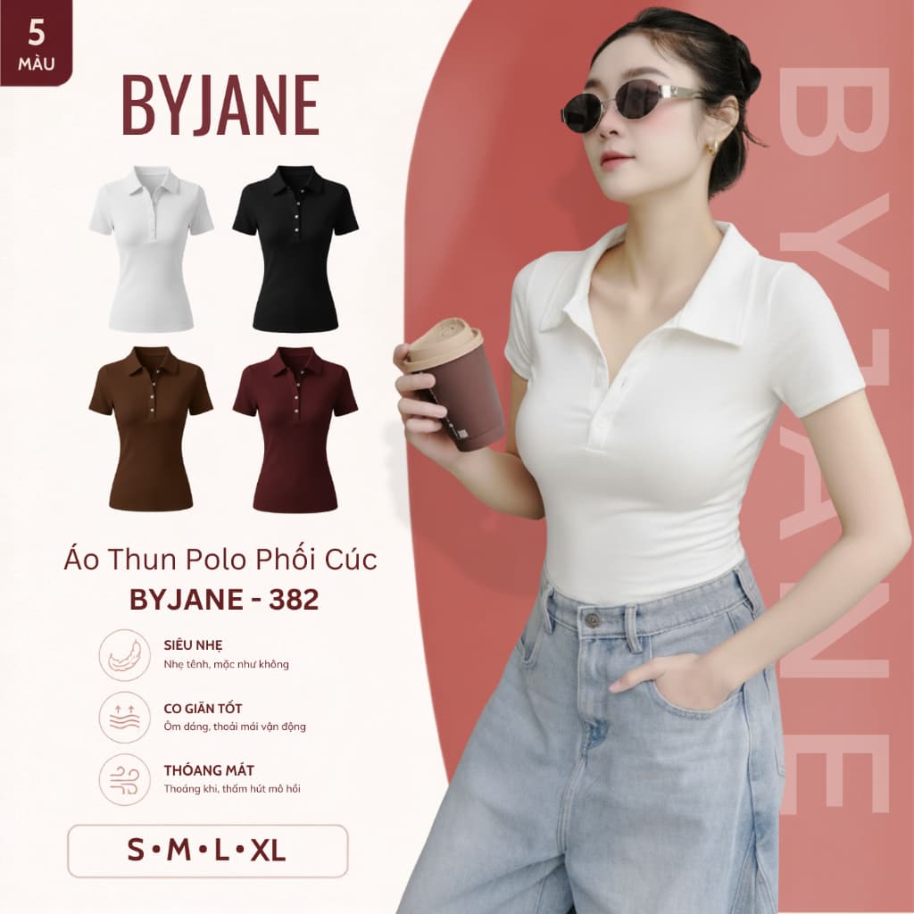 [MÀU MỚI] Áo Polo Phối Cúc Ôm Body Co Dãn 4 Chiều BYJANE-382