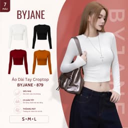 [MÀU MỚI] Áo Thun Nữ crotop Dài Tay Ôm Body Chất Thun Mịn Co Dãn 4 Chiều BYJANE - 879 1
