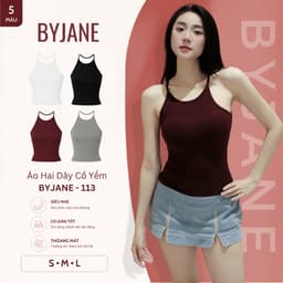 Áo Thun Nữ 2 Dây Cổ Yếm BYJANE Chất Thun Mịn Co Dãn 4 Chiều - 113 1