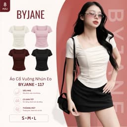 [MÀU MỚI] Áo Thun Nữ Ôm Body Cổ Vuông Nhún Ngực BYJANE Co Giãn 4 Chiều - 117 1