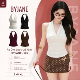 (MỞ BÁN) Áo Thun Nữ Ôm Body Cổ Yếm Hở Lưng Co Giãn 4 Chiều Mềm Mịn Tôn Dáng Quyến Rũ Dễ Phối Đồ BYJANE-125 1