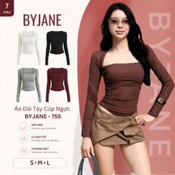 Áo ôm Body Cúp Ngực Nhún Eo Dài Tay Chất Thun mịn Siêu Co Dãn BYJANE - 755 1