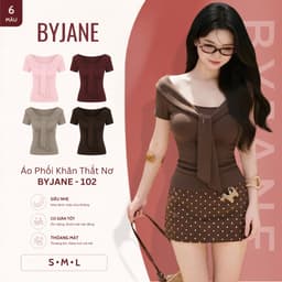 [MÀU MỚI] Áo Thun Nữ Phối Khăn Thắt Nơ Cổ Trễ Vai Ôm Body Co Giãn 4 Chiều Mềm Mịn Hot Trend BYJANE-102 1