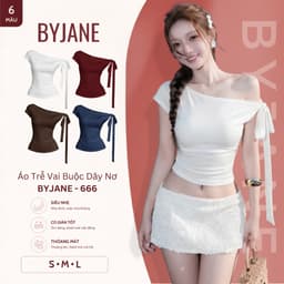 Áo Thun Nữ Trễ Vai Ôm Body Thắt Nơ Chất Thun Mịn Co Dãn 4 Chiều BYJANE - 666 1
