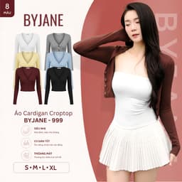 [MÀU MỚI] Áo Cardigan Nữ Dáng Ngắn Croptop Tay Dài Co Giãn 4 Chiều Mềm Mịn BYJANE – 999 1