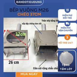 Bếp củi thông minh vuông không khói (Tặng kèm tấm lót) Chống đen nồi Tiết kiệm củi Hàng dầy dặn chắc chắn 2