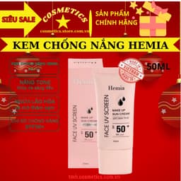 Kem chống nắng HEMIA 50ml dưỡng trắng nâng tone SPF50+  tự nhiên, Thấm mướt nhanh, mịn màng chính hãng Hàn Quốc 1