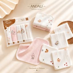 Túi 5 KHĂN SỮA SỢI TRE ANCHEE 2 LỚP cao cấp mềm mại, thấm hút tốt cho bé kích thước 30x30cm 2