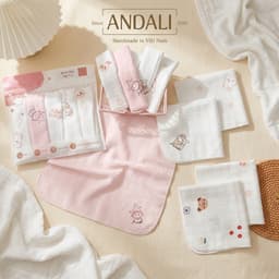 Túi 5 KHĂN SỮA SỢI TRE ANCHEE 2 LỚP cao cấp mềm mại, thấm hút tốt cho bé kích thước 30x30cm 1