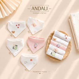 Set 5 yếm xô sợi tre tam giác cho bé Anchee 1
