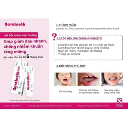 Gel bôi răng miệng NOVOTEETH Freeze hỗ trợ lành vết nhiệt,loét mọc răng, cấy ghép implant tuýp 12gam 4