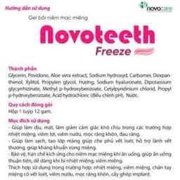 Gel bôi răng miệng NOVOTEETH Freeze hỗ trợ lành vết nhiệt,loét mọc răng, cấy ghép implant tuýp 12gam 3