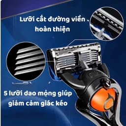 Dao Cạo Râu 5 Lưỡi Kèm Hộp, Dao Cạo Râu Nam Lưỡi Thép Không Gỉ Cạo Sát Êm Ái 6
