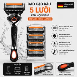 Dao Cạo Râu 5 Lưỡi Kèm Hộp, Dao Cạo Râu Nam Lưỡi Thép Không Gỉ Cạo Sát Êm Ái 1