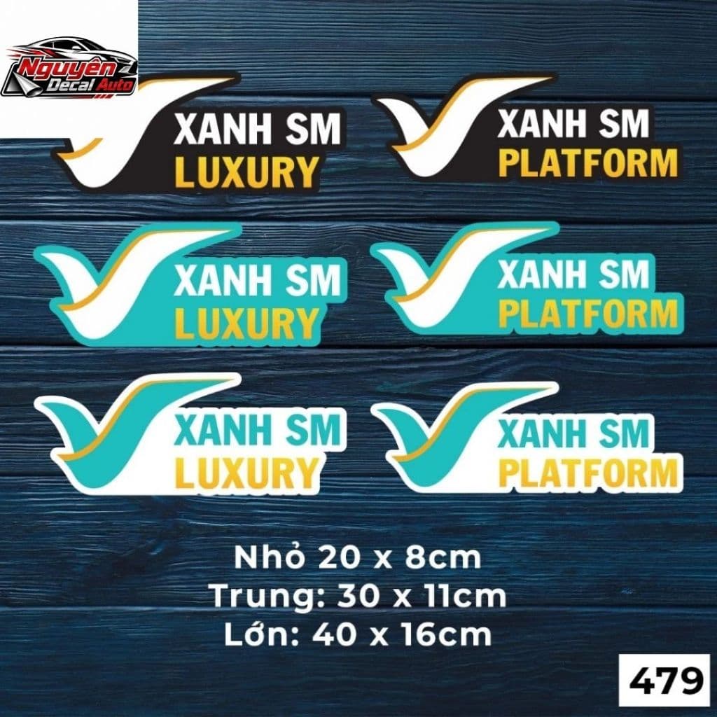 Mẫu tem decal dán xe XANH SM dán cho xe ô t, chất liệu decal chống nước - Mã 479