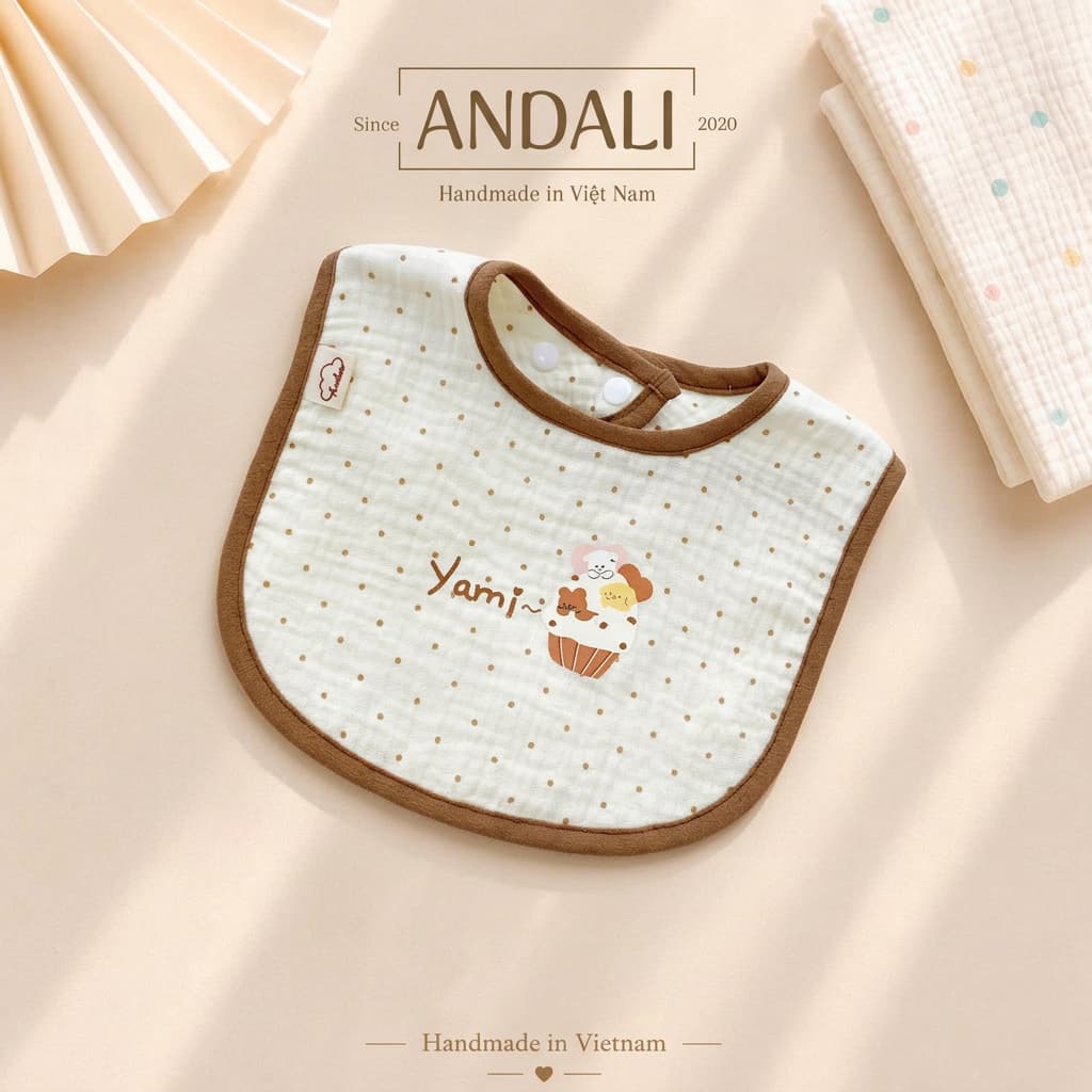 Yếm Vuông Anchee Cho Bé – Chất Xô Muslin Cao Cấp, Thấm Hút Tốt, In Hình Dễ Thương Cho Trẻ Sơ Sinh & Trẻ Nhỏ