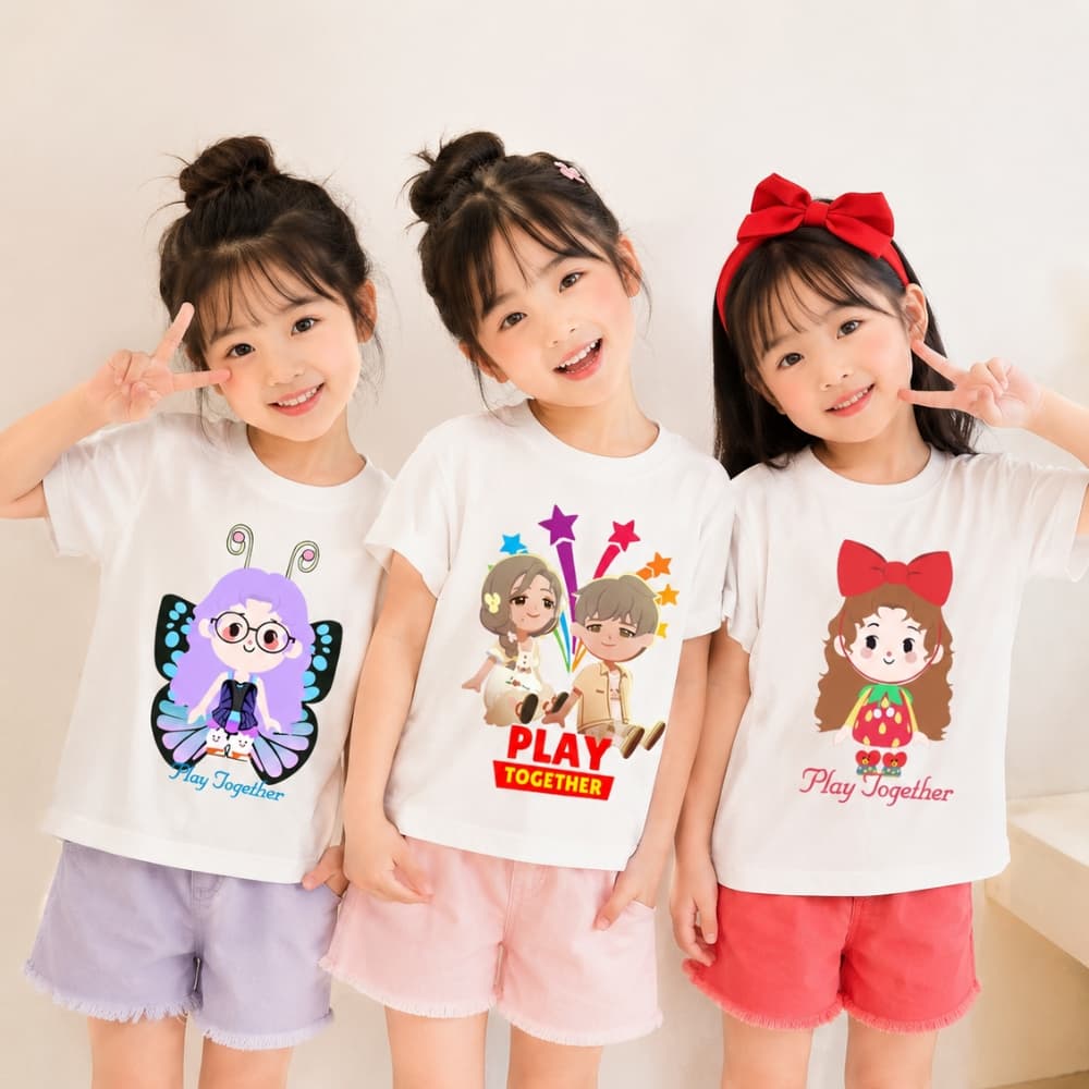 Áo thun trẻ em Game Play TOGETHER dễ thương cho bé trai và bé gái 💖Áo cho bé vải poly thái mềm mịn thoáng mát  - SSSHOP