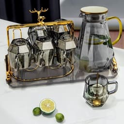 Bộ Bình Cốc xoắn Chất Liệu Thủy Tinh Chịu Nhiệt Dung Tích 1800ml và 6 cốc 260ml 1
