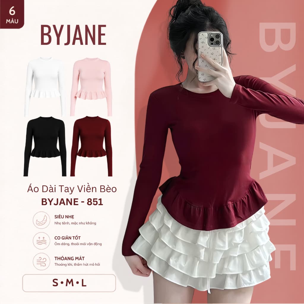 [XẢ KHO] Áo Thun Nữ Ôm Body Viền Bèo Chất Thun Mịn BYJANE - 851
