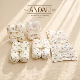Bộ Gối Chặn Cho Bé Sơ Sinh Anchee Tặng Kèm Gối Thiết Kế Chống Lõm Đầu Chất Vải Gân Đũi Thoáng Mát 1