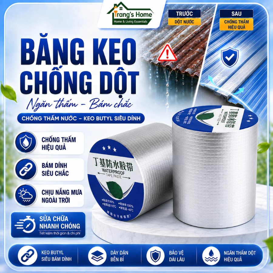 Băng Keo Dán Siêu Dính 5 Mét, Chống Dột Chống Thấm Nước Tốt
