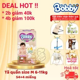 bỉm bobby quần Organic cao cấp 2025, bỉm bobby chính hãng chất liệu tự nhiên, siêu thấm hút cho bé 4