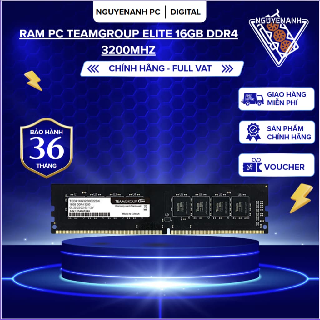 [Full Vat] Ram PC Teamgroup ELITE 16GB DDR4 3200Mhz - bh 36 tháng