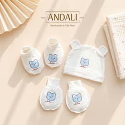 Set Mũ Bao Tay Bao Chân Sơ Sinh Chất Peptit Cao Cấp Anchee | Mềm Mại, Kháng Khuẩn, An Toàn Cho Bé 0–6 Tháng 1
