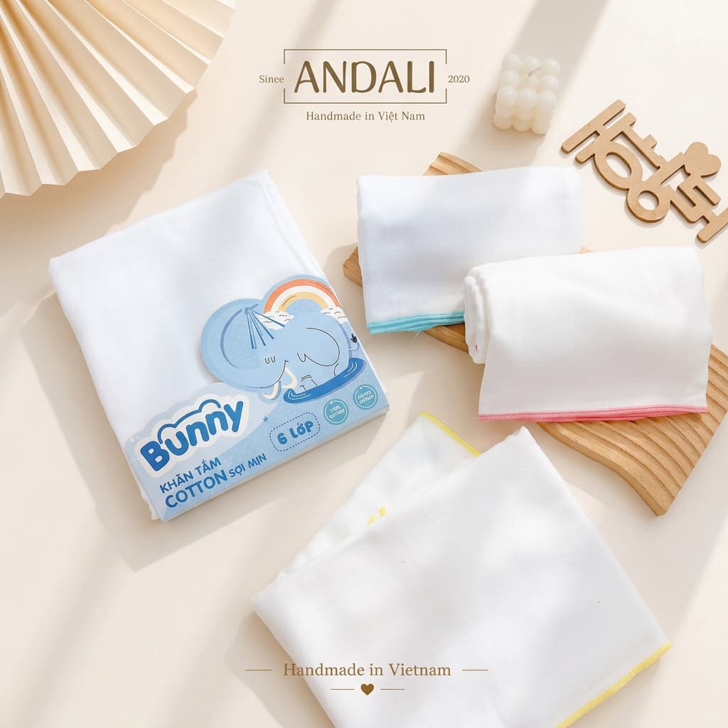 Khăn tắm xô cho bé 4 lớp, 6 lớp xuất nhật Bunny khổ 75x75, vải xô cao cấp xuất nhật mềm mại không xù bông.