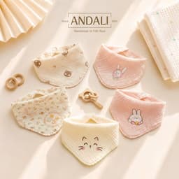 Set 5 Yếm Tam Giác Xô Muslin cao cấp 2 Lớp – Yếm Thấm Nước Cho Bé Sơ Sinh Đến 2 Tuổi 1