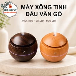 Máy Xông Tinh Dầu Mini Vân Gỗ Có Đèn LED, Máy Phun Sương Tạo Ẩm USB Để Bàn Phòng Ngủ 1