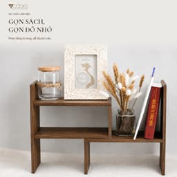 Kệ gỗ đa năng 2 tầng 7COOKS để gia vị, trà cà phê và đồ dùng nhà bếp, miễn phí khắc tên lên kệ 7