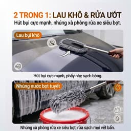 Chổi Lau Rửa Xe Ô Tô Loại Bông Dẹt Vệ Sinh Nội Thất - Ngoại Thất, Cán Kéo Dài Tự Điều Chỉnh Dễ Dàng Tiện Lợi 8