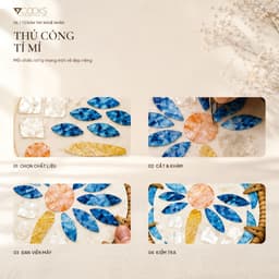 Bộ 6 lót ly khảm trai 7COOKS kèm hộp đựng, đế lót cốc thủ công, quà tặng tân gia, quà lưu niệm 6