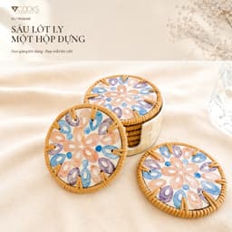 Bộ 6 lót ly khảm trai 7COOKS kèm hộp đựng, đế lót cốc thủ công, quà tặng tân gia, quà lưu niệm 2