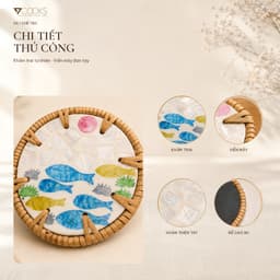 Bộ 6 lót ly khảm trai 7COOKS kèm hộp đựng, đế lót cốc thủ công, quà tặng tân gia, quà lưu niệm 4