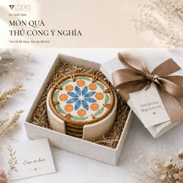 Bộ 6 lót ly khảm trai 7COOKS kèm hộp đựng, đế lót cốc thủ công, quà tặng tân gia, quà lưu niệm 9
