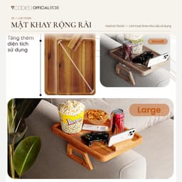 Bộ khay kẹp tay vịn sofa gỗ 7COOKS, bàn mini phòng khách, miễn phí khắc tên theo yêu cầu 5