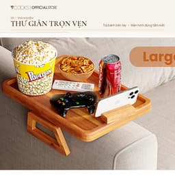 Bộ khay kẹp tay vịn sofa gỗ 7COOKS, bàn mini phòng khách, miễn phí khắc tên theo yêu cầu 9