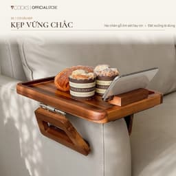 Bộ khay kẹp tay vịn sofa gỗ 7COOKS, bàn mini phòng khách, miễn phí khắc tên theo yêu cầu 2