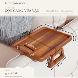 Bộ khay kẹp tay vịn sofa gỗ 7COOKS, bàn mini phòng khách, miễn phí khắc tên theo yêu cầu 7